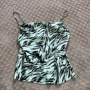 Spaghetti strap shirt, zebra print.